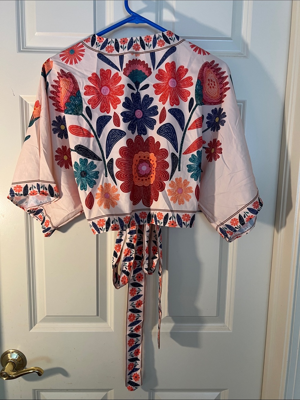 Floral Tie-Front Jumpsuit Top in Light Pink - Picture 3 of 5